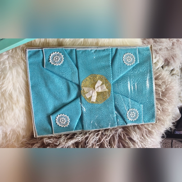 Vintage 1960s Lady Cristina Luxury Place Mat Set- aqua - Picture 13 of 16